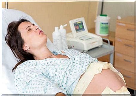 Contractions in a pregnant woman.