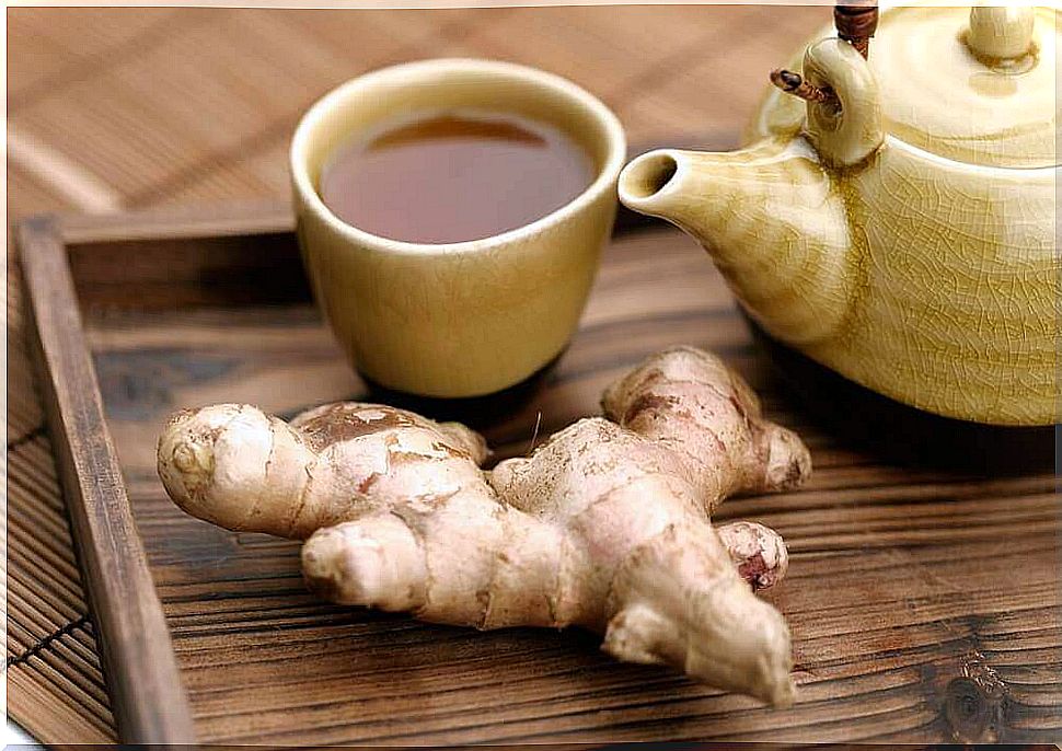 Ginger infusion to soothe digestion.