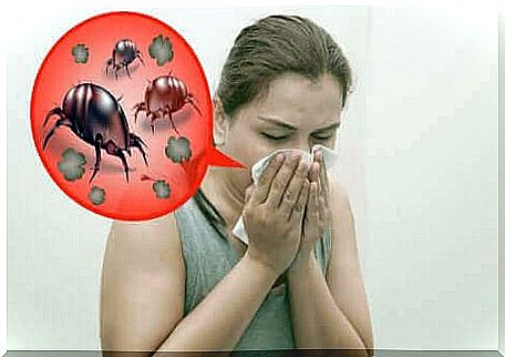 A woman allergic to dust mites.